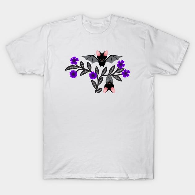 Bats and flowers T-Shirt by Jennifer Ladd